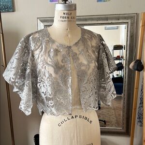 Elegant Silver Lace Bolero